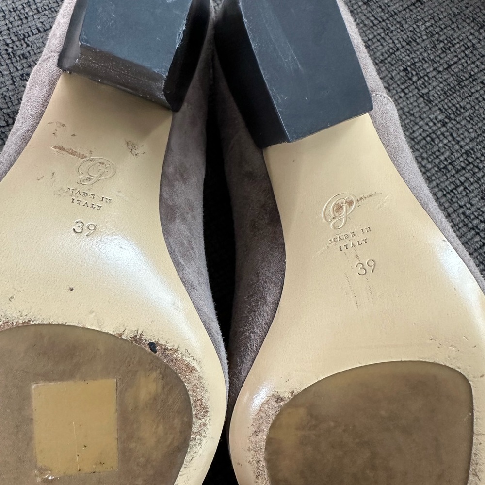 M. Gemi Suede Ankle Booties Heeled Oxford Lace-Up Tan Made in Italy 39 / US 8.5 - Picture 10 of 11